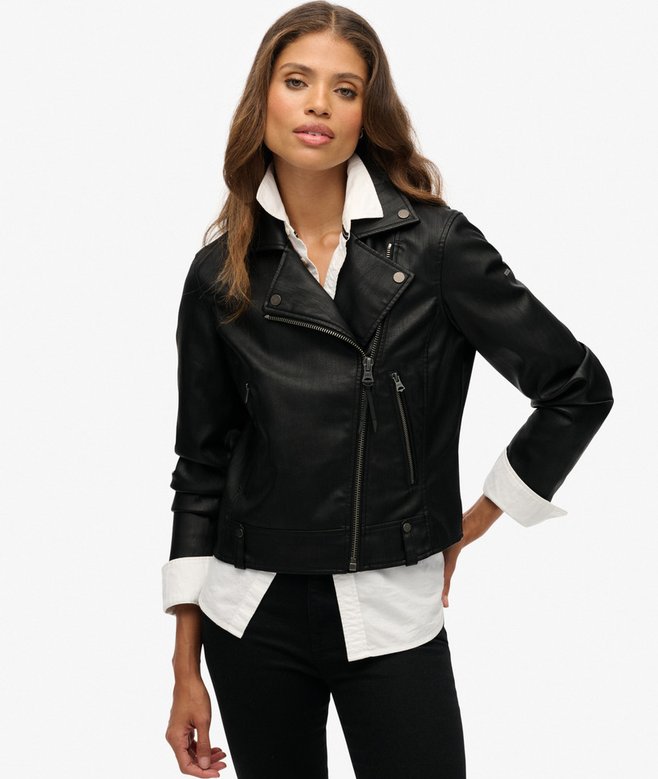 Superdry - Classic Faux Leather Biker Jacket - immagine 2