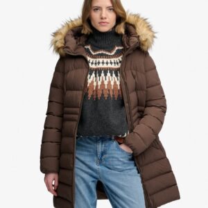 Superdry - Hooded Faux Fur Fuji Mid Length Coat